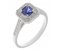 Luciana Art Deco square octagon blue sapphire and diamond halo cluster ring main image