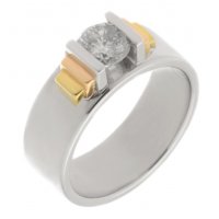 Art Deco stepped solitaire round brilliant cut diamond ring