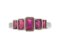 Art deco five stone emerald cut ruby eternity ring top view