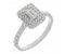 Double halo Emerald cut Diamond cluster ring with round diamond set shoulders main image