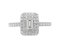 Double halo Emerald cut Diamond cluster ring with round diamond set shoulders top view