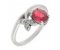 Papillon oval ruby and diamond flower petal style cluster ring main image
