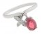 Papillon oval ruby and diamond flower petal style cluster ring alt view