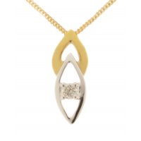 Modern teardrop shape gold and round diamond pendant