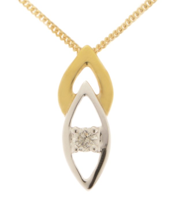 Modern teardrop shape gold and round diamond pendant main image