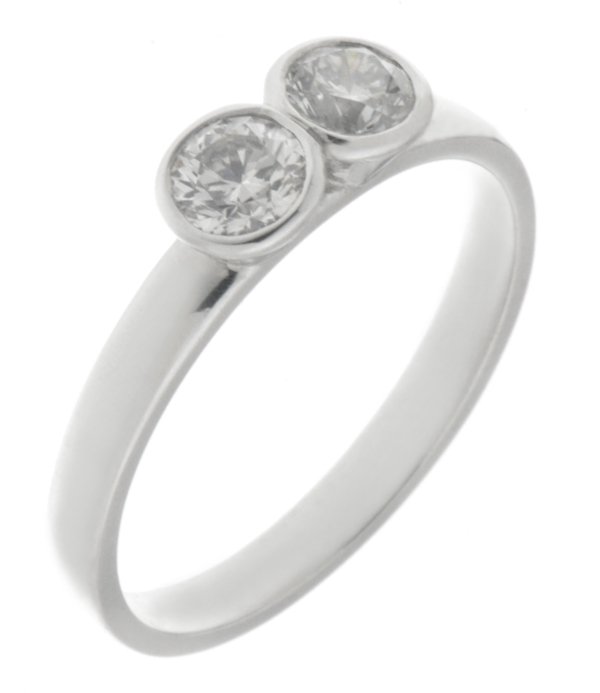 Devona duet round brilliant cut diamond two stone ring main image