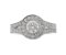 Art Deco style round brilliant cut diamond halo cluster ring with split shoulders top view