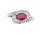Orion oval ruby and round cut diamond designer crossover dress ring top view