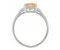 Art deco style octagon natural peach sapphire and baguette diamond ring side view