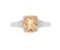 Art deco style octagon natural peach sapphire and baguette diamond ring top view