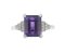 Deco step emerald cut amethyst and round cut diamond ring top view