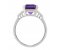 Deco step emerald cut amethyst and round cut diamond ring side view