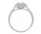 Classic emerald cut aqua and diamond halo cluster ring with split diamond set shoulders side