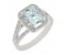 Classic emerald cut aqua and diamond halo cluster ring with split diamond set shoulders main