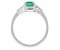 Art deco style emerald cut Colombian emerald and baguette diamond ring side angle