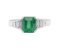 Art deco style emerald cut emerald and baguette diamond ring top view