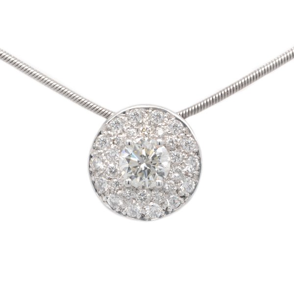 Classic floating round brilliant cut Diamond cluster pendant main image