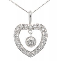 Heart shaped round brilliant cut diamond solitaire pendant