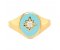 Oval turquoise enamel and diamond star set signet ring top view