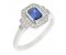 Art Deco style Emerald cut blue Sapphire and round diamond cluster ring main image