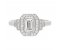 Art Deco style Emerald cut Diamond and round diamond cluster ring top view