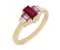 Art Deco style baguette cut Ruby pink Sapphire and Diamond bar set ring main image