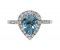 Classic claw set pear shape Aquamarine with round diamond halo cluster ring top view