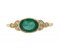 Vintage style oval emerald and round diamond cluster ring top view
