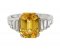 Art Deco style octagon yellow sapphire and baguette cut diamond ring top view