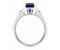 Art Deco style Asscher cut blue sapphire and trapeze cut Diamond ring side view