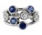 Modern organic scatter set round blue sapphire and diamond cluster ring main image