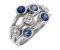 Modern organic scatter set round blue sapphire and diamond cluster ring angle