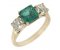 Rosaline square emerald cut emerald and old cut diamond trilogy ring main image