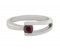 Denon Modernist round Ruby solitaire contemporary crossover ring top view