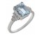 Art deco step emerald cut Aquamarine and diamond cluster ring