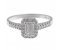 Prudence classic emerald cut and round brilliant diamond halo ring