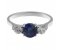 Kiss style round blue sapphire and round brilliant cut diamond trilogy ring