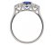 Kiss style round blue sapphire and round brilliant cut diamond trilogy ring