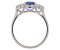 Kiss style round blue sapphire and round brilliant cut diamond trilogy ring