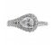 Deco curved pear shape and round brilliant cut diamond halo ring