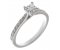 Kiss style princess cut diamond solitaire engagement ring with grain set diamond shoulders