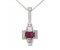 Art deco emerald cut ruby and baguette diamond pendant