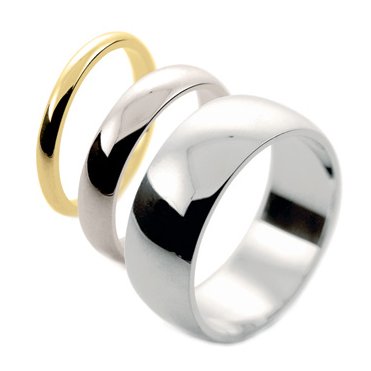 traditional classic plain D shape wedding band ring platinum gold