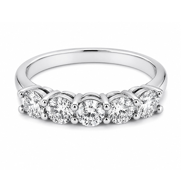 classic claw set 5 five stone round brilliant cut diamond half eternity ring shared claws platinum gold