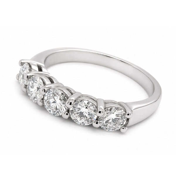 classic claw set 5 five stone round brilliant cut diamond half eternity ring shared claws platinum gold