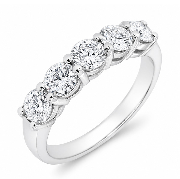 classic claw set 5 five stone round brilliant cut diamond half eternity ring shared claws platinum gold