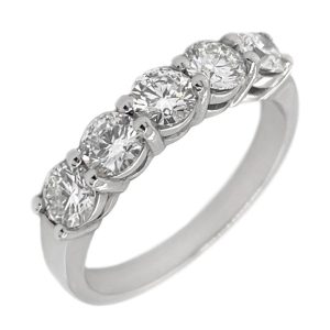 classic claw set 5 five stone round brilliant cut diamond half eternity ring shared claws platinum gold