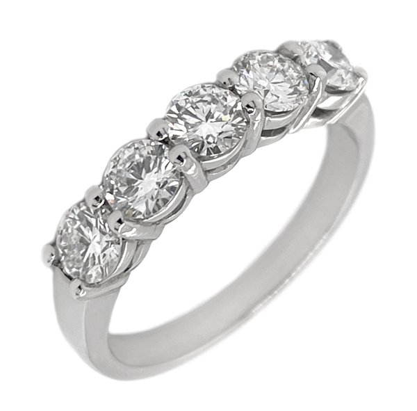 classic claw set 5 five stone round brilliant cut diamond half eternity ring shared claws platinum gold