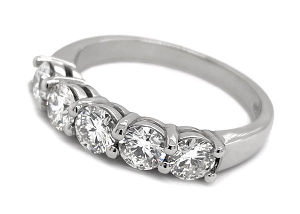 classic claw set 5 five stone round brilliant cut diamond half eternity ring shared claws platinum gold