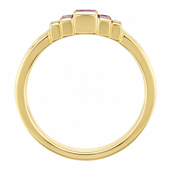 deco style five 5 stone cluster ring baguette cut ruby pink sapphire bar set diamond designer platinum gold